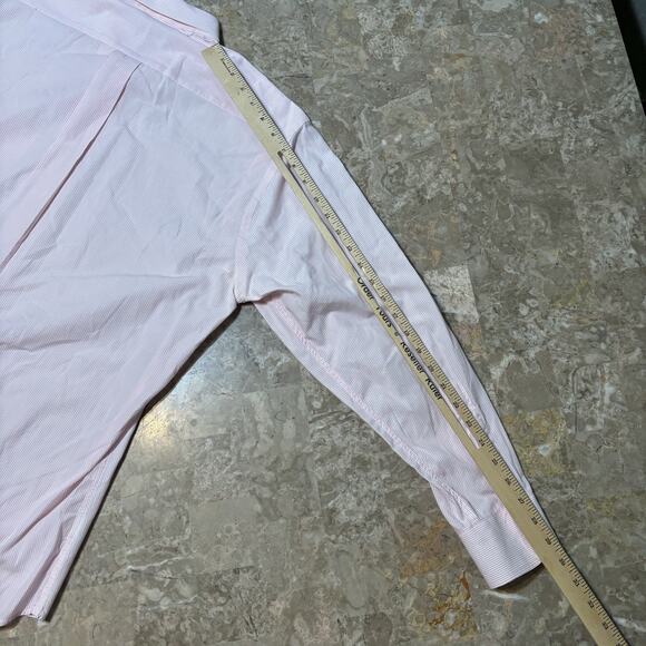 Vintage Gitman Bros Shirt Mens 16.5 Pink Striped All Cotton Pinstripes USA - Picture 10 of 11